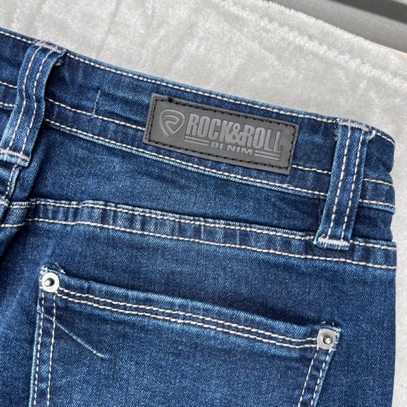 Rock & Roll Denim Jeans Womens 29x32 Blue High Rise Trouser Flared Button Fly - Picture 14 of 14